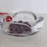 Daum Coppelia series bowl / pocket emptier, crystal and pink glass paste
