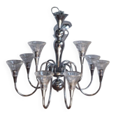 Lustre forme tulipes en metal chrome et verre epais