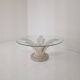 Italian "Flower" Coffee Table in Plaster With Facet Cut Round Plate, 1970s