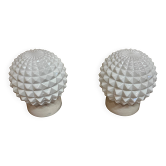 Pair of opaline wall lights Scandinavian design 1950.