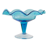 Blue Murano Glass Footed Dessert Bowl, Italy 1980s - Vintage Verre-et-Cristal Art