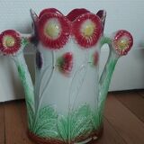 Ensemble cheminée en barbotine fleurs