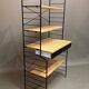 Bibliothèque modulable et tabouret en métal noir et hêtre, 1960