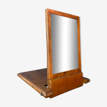 Antique wooden travel mirror