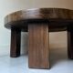 round coffee table in solid elm wood, Maison Regain 1980