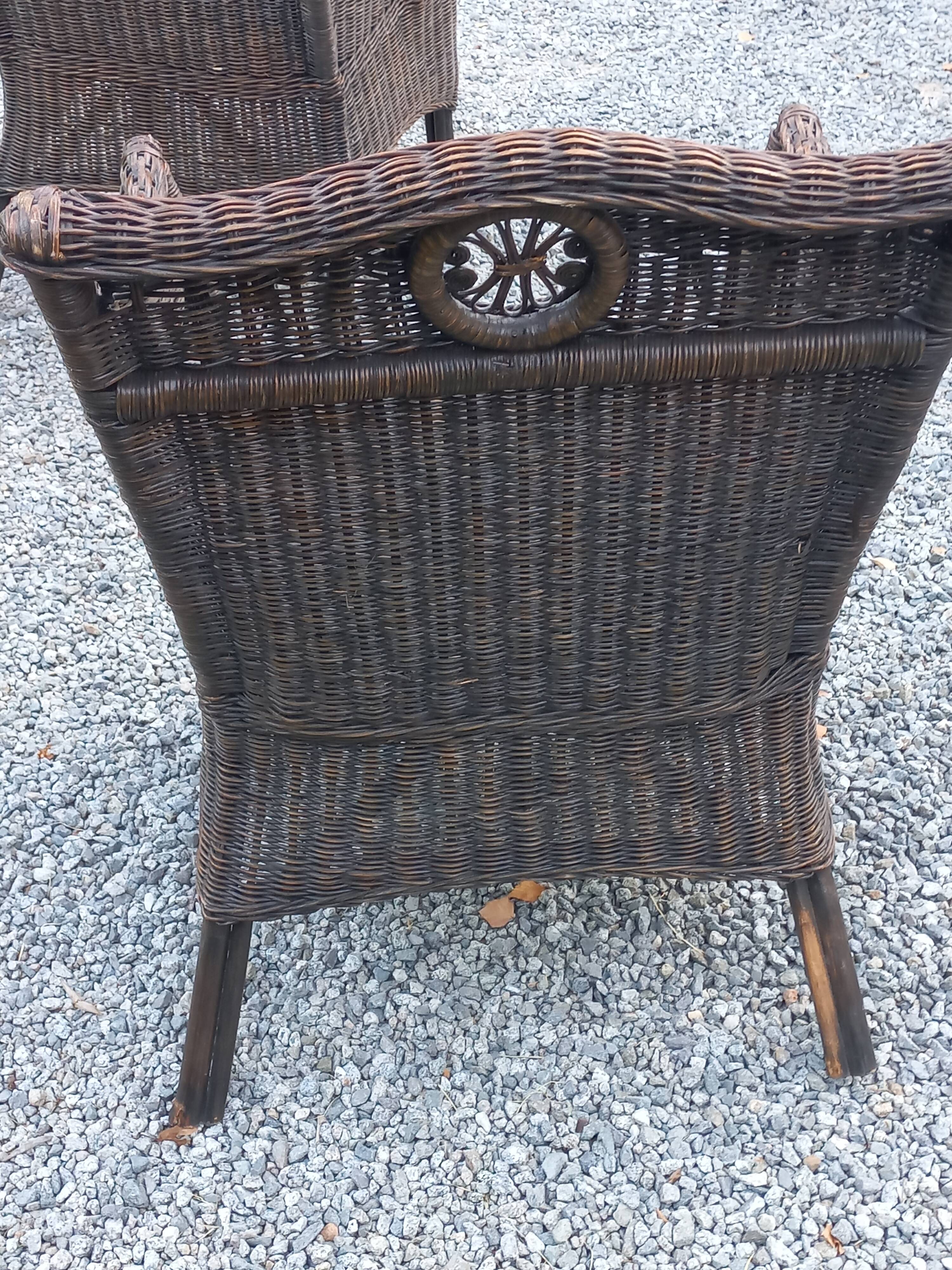Set de 3 fauteuils en rotin des années 70