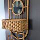 Vintage wall coat rack in rattan with mirror – Bohemian and natural charm