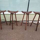 set of 4 bar stool - Rustic - Bois Fer