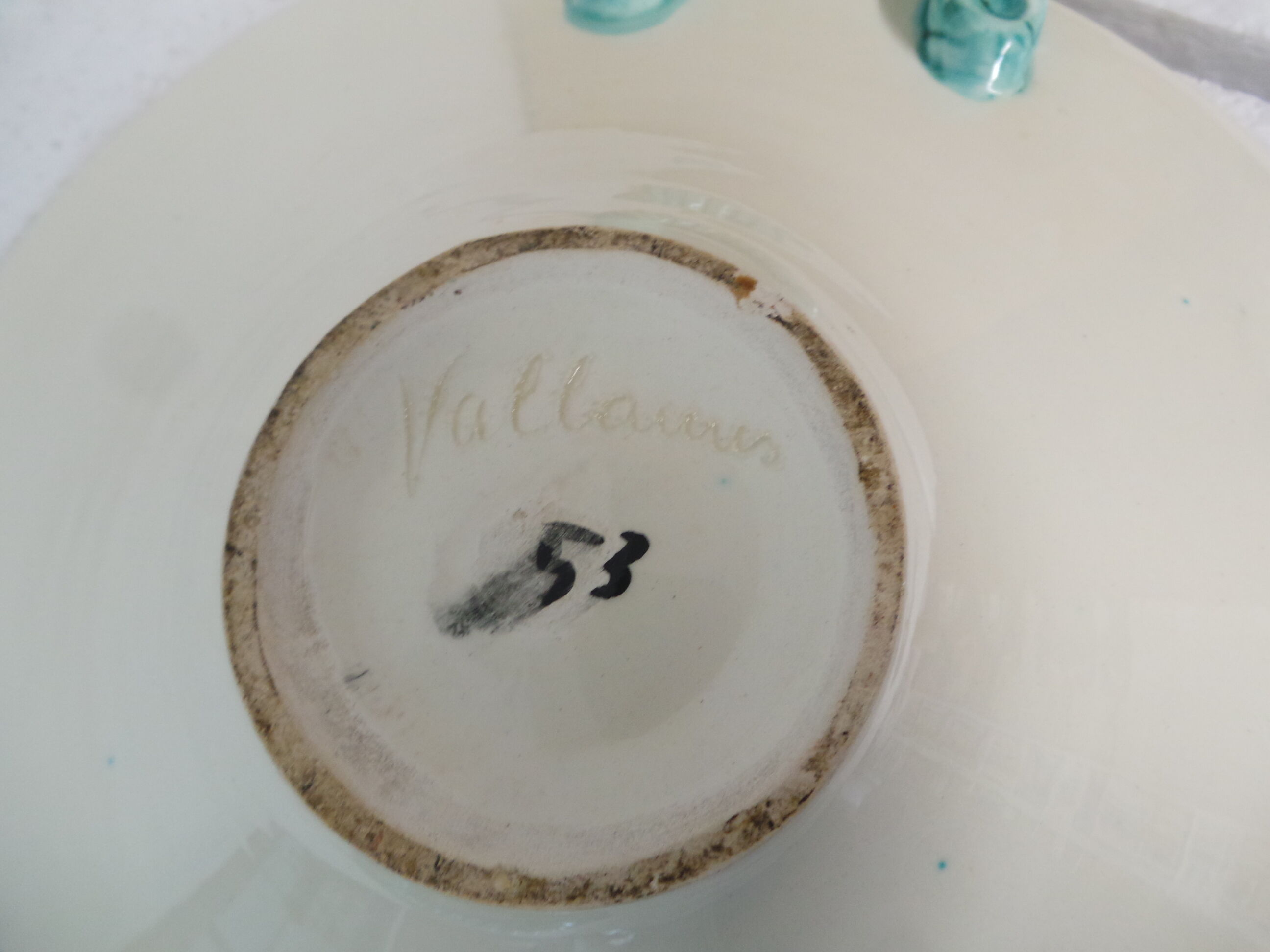 Large dish cut fruit Vallauris floral decoration