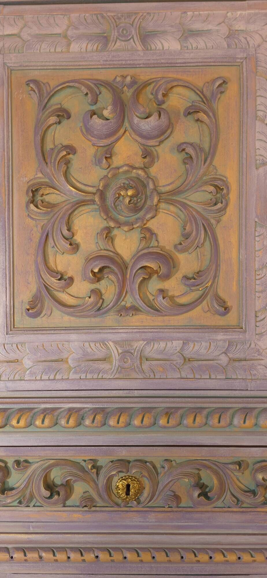 19th-century Renaissance Revival two-body cabinet: inspired by Monet's water lilies.