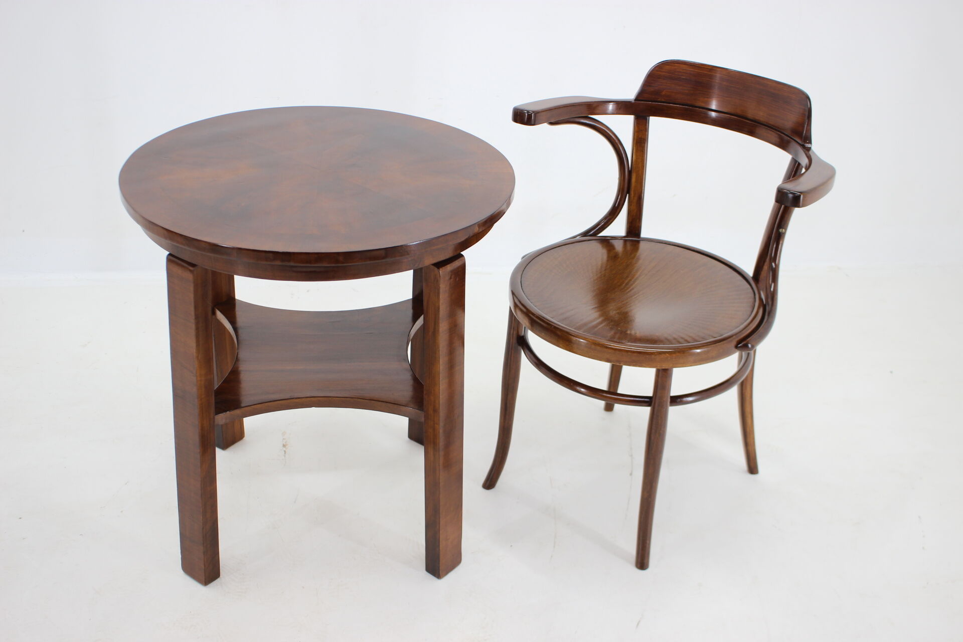 1910s office armchair J&J Kohn Nr.704 and side table,Czechoslovakia