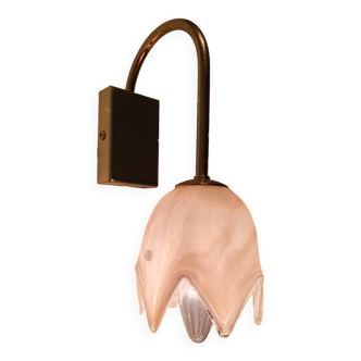 La Murrina Murano glass floral organic shape tulip pink wall sconce on golden base light hand-crafted glass vintage lightning art deco lamp