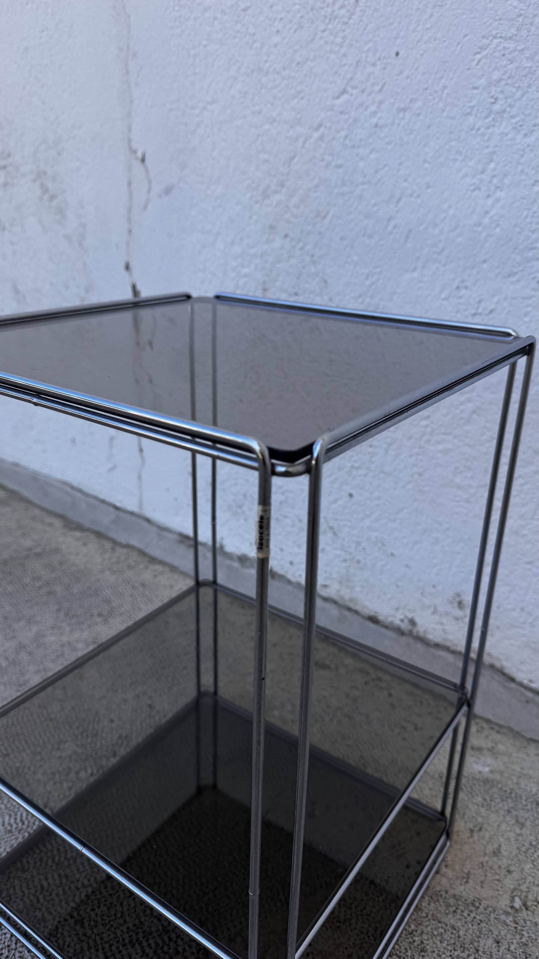 Max Sauze side table (Glass and Steel) Editions Isocèle
