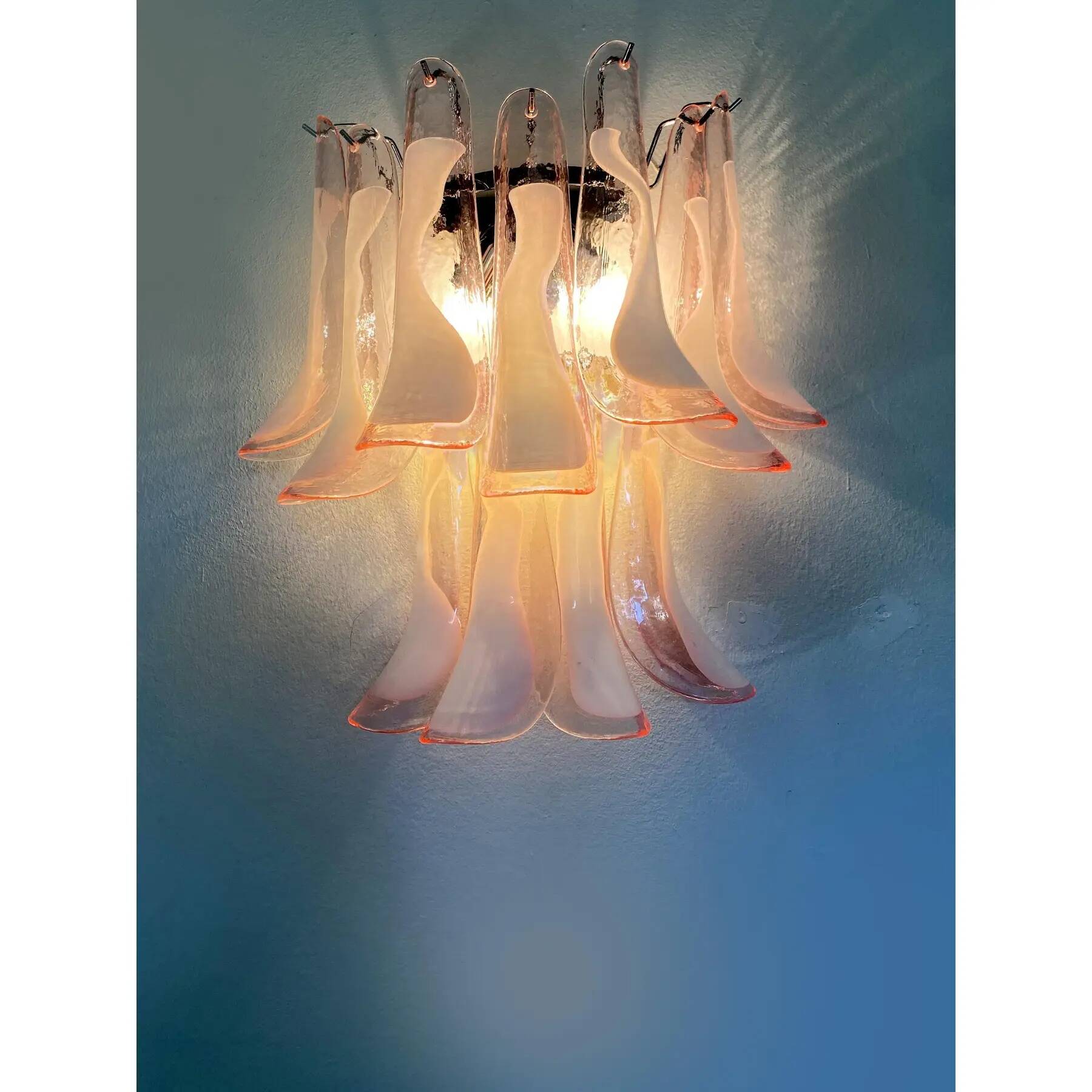 Blush Pink Murano Glass Selle Wall Sconces – A Pair