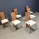 Vintage high back wicker dining chairs, 1980s - set of 6