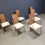Vintage wicker dining chairs with high backs, 1980s - set of 6