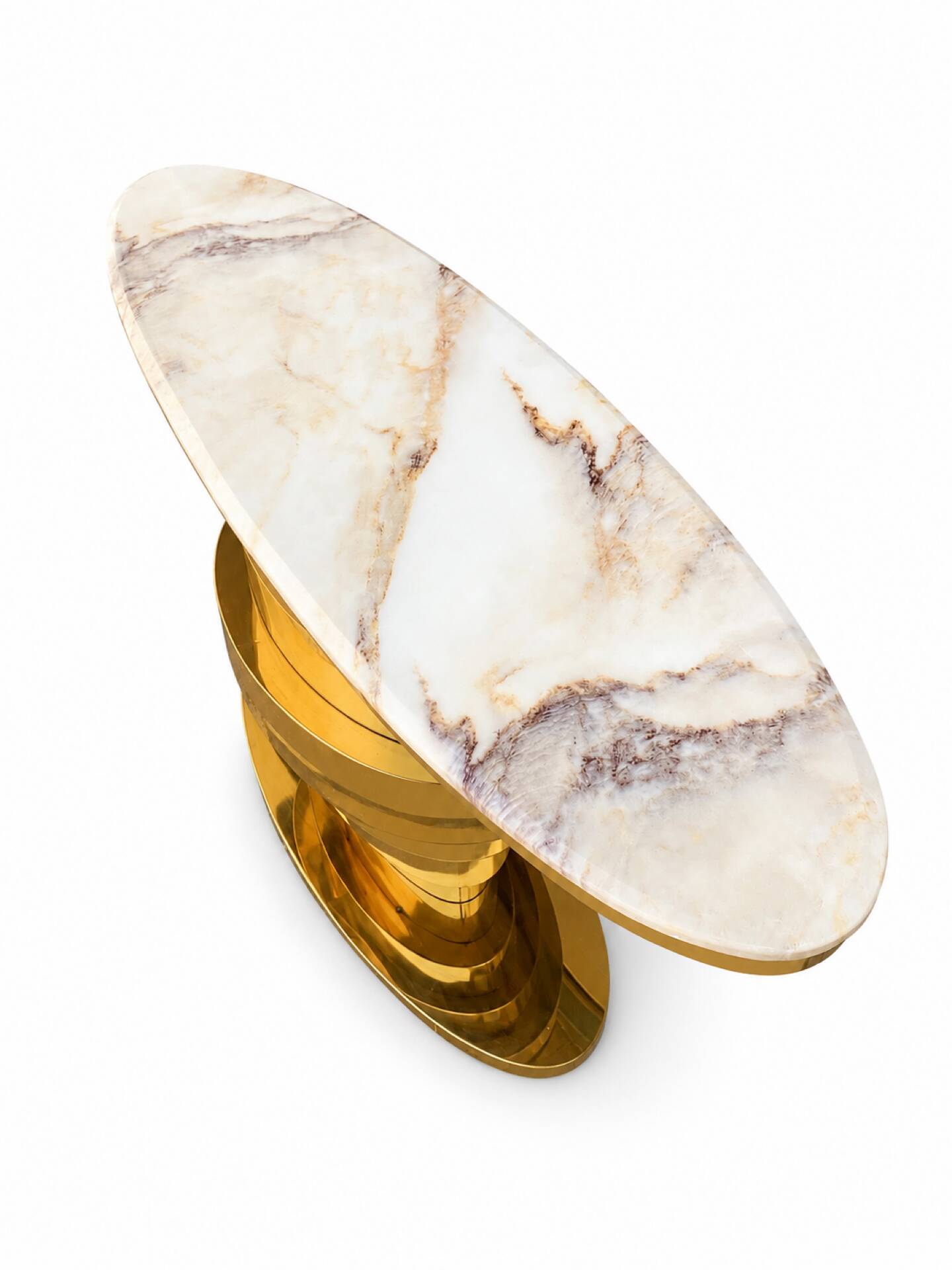 Contemporary Console Table Brass and Marble Gold