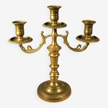 Three-light candlestick in gilded bronze