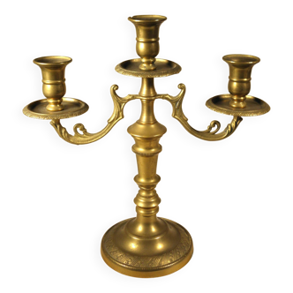 Three-light candlestick in gilded bronze