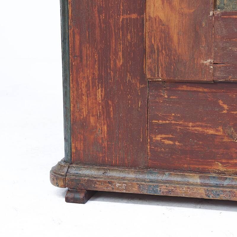 Antique Rustic Farmhouse Folk Art Painted Bridal Cabinet 1860
