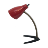 Vintage Italian brass and red lacquer flexible table lamp from 50s