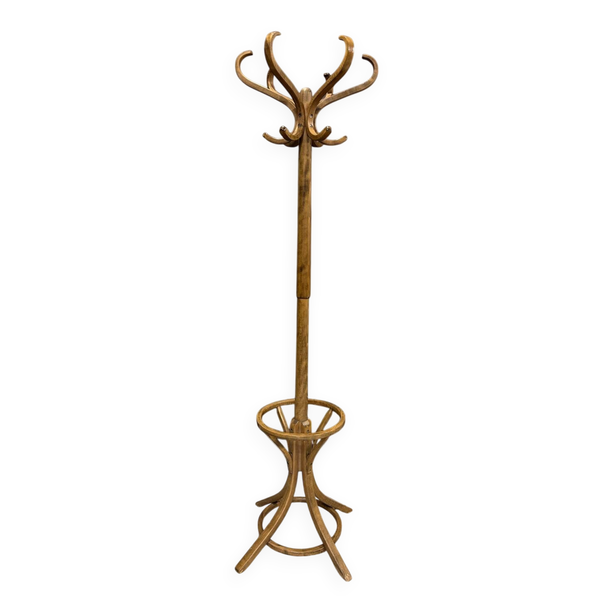 Baumann style 1960 swivel parrot coat rack in curved wood