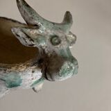 Empty cubist zoomorphic pocket in glazed clay