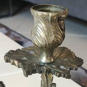 Pair of Candelabra in Louis XV/Rocaille Style, 2 lights. In gilded bronze, 19th century.