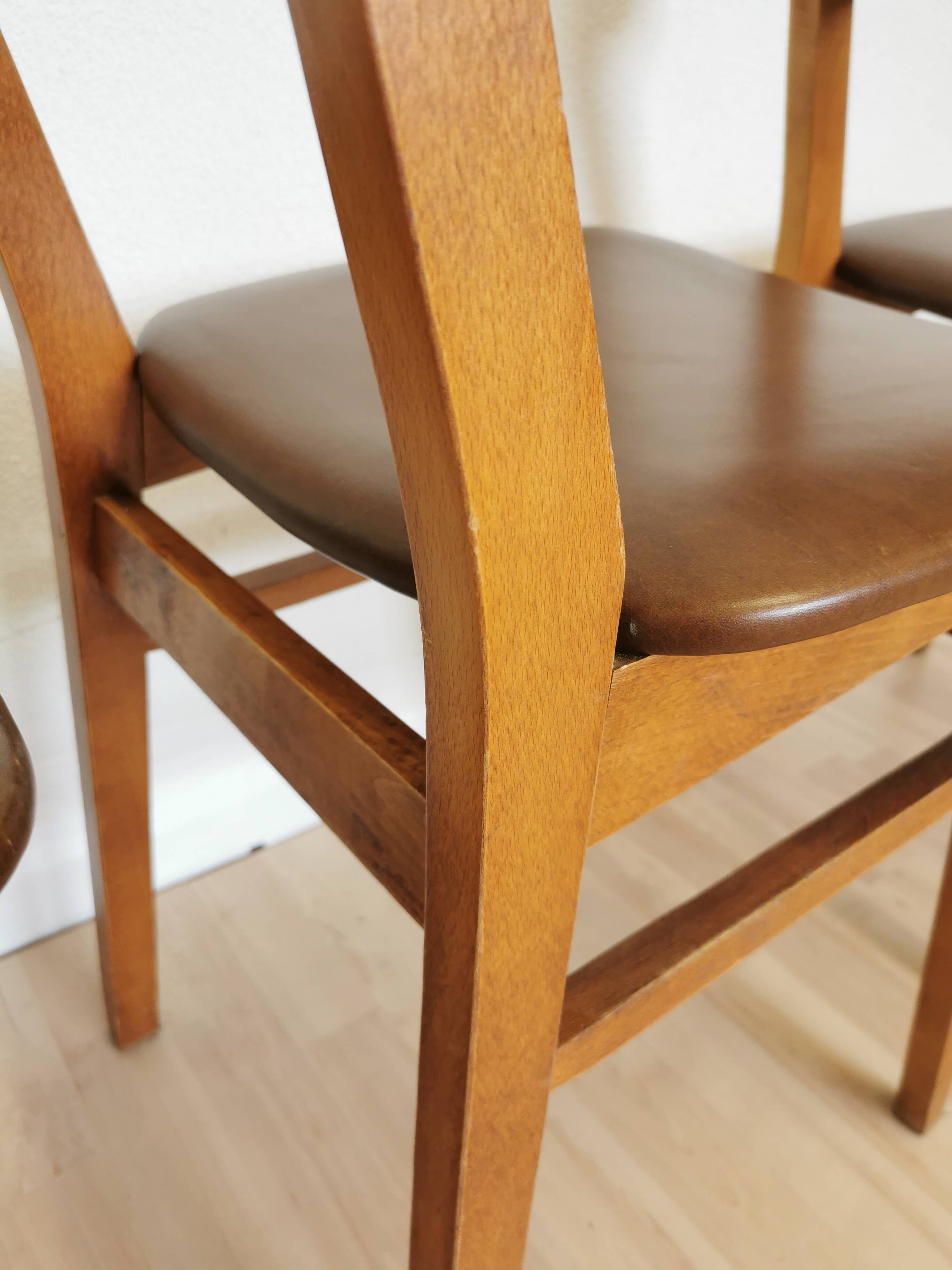 Vintage STOL Kamnik Dining Chairs (Set of 4): Mid-Century Leather Seat