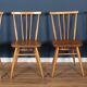 Retro Blonde Ercol Model 383 Dining Table & Four Stick Back Kitchen Dining Chairs