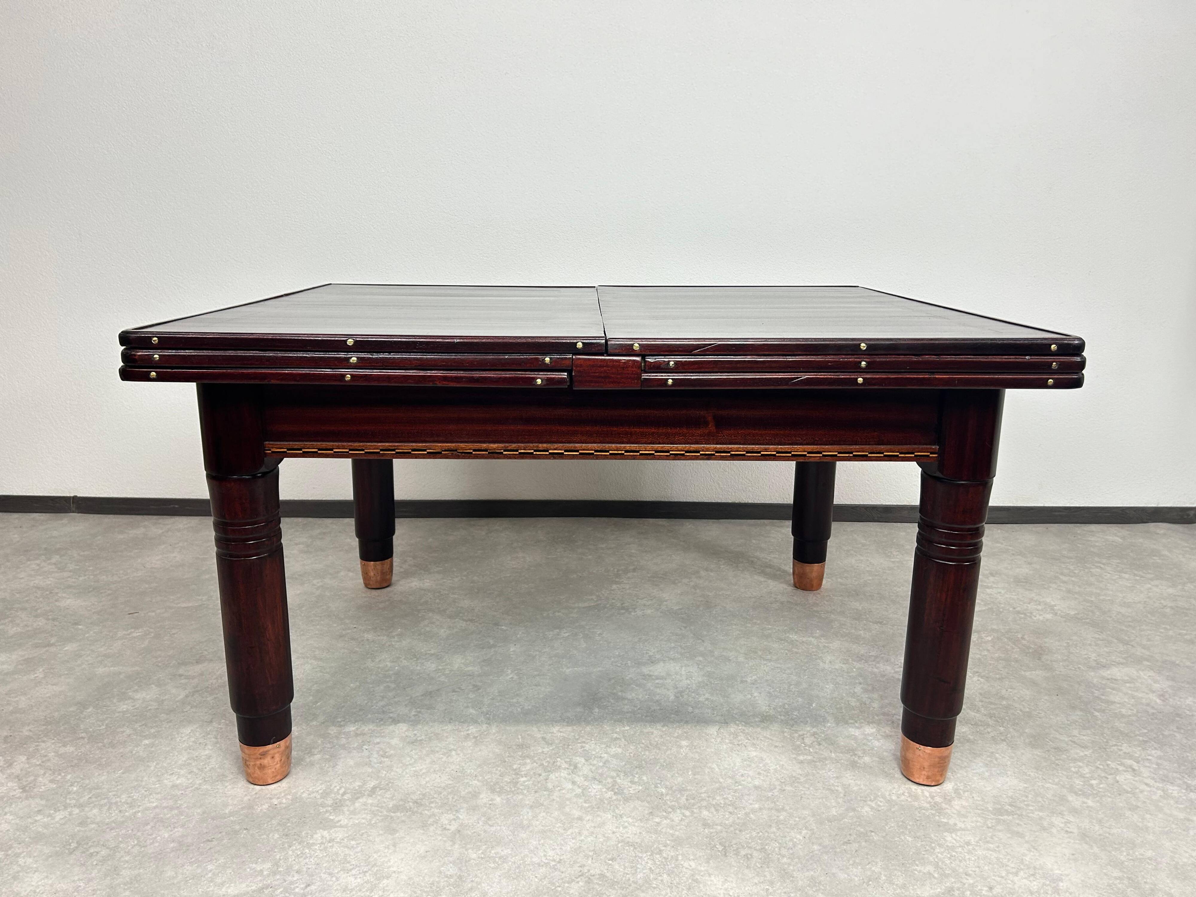 Large dining table in the Secession style by Karoly Lingel, Budapest.