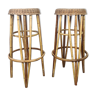 2 vintage rattan stools - circa 1950