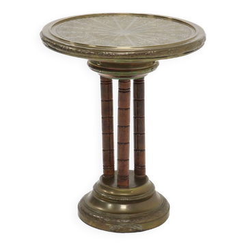 Table d’appoint en laiton et chêne Daalderop KMD années 1930