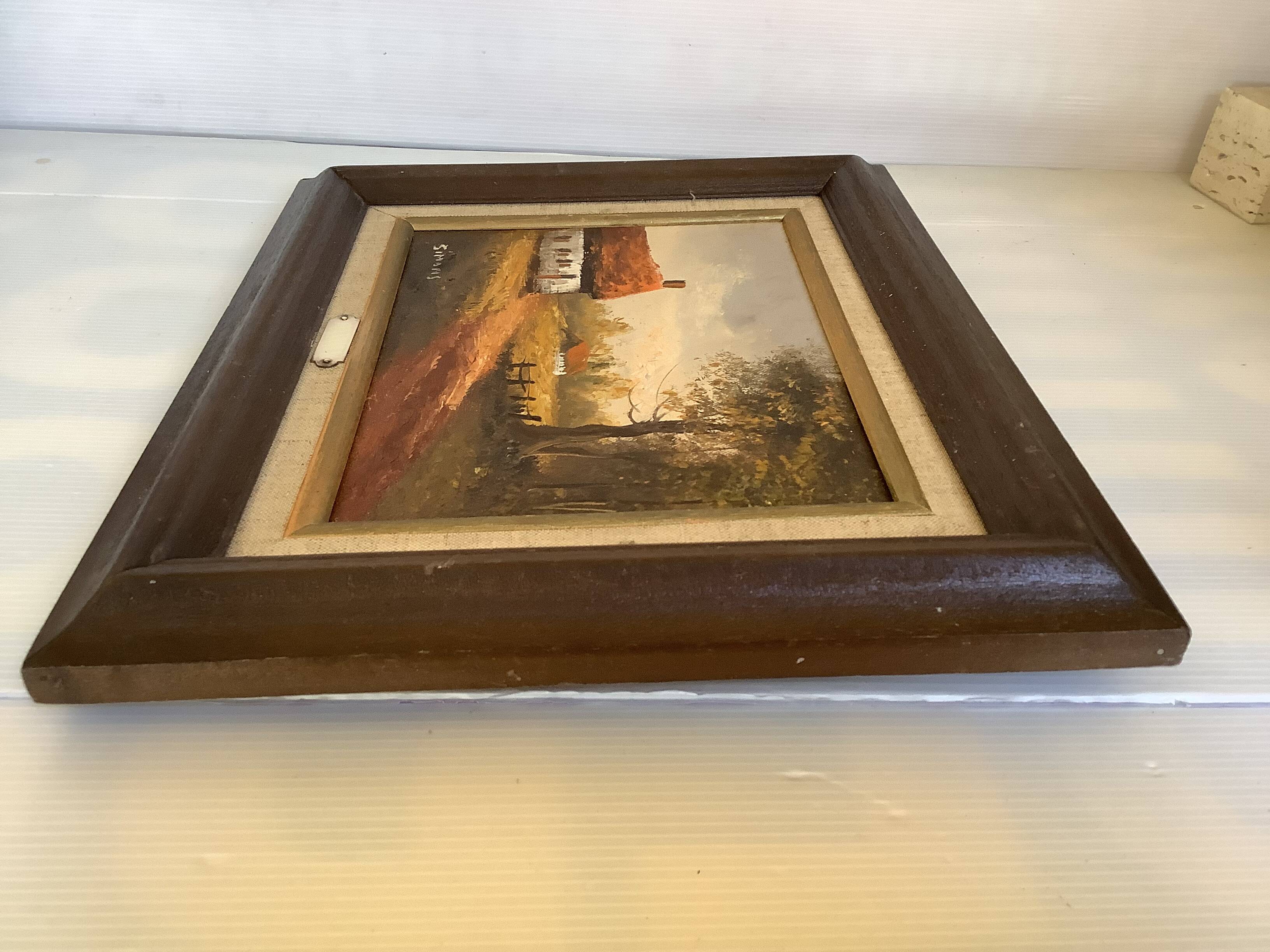 Countryside landscape painting oil on canvas signed