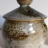 Duo of potter's pots covered in vintage glazed stoneware