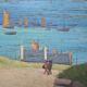 Tableau en bois - Marine au moulin