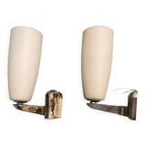 Chrome & opaline glass sconces, 1970