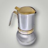 Antique Italian Stella coffee maker – size 2 – stainless steel and gold metal