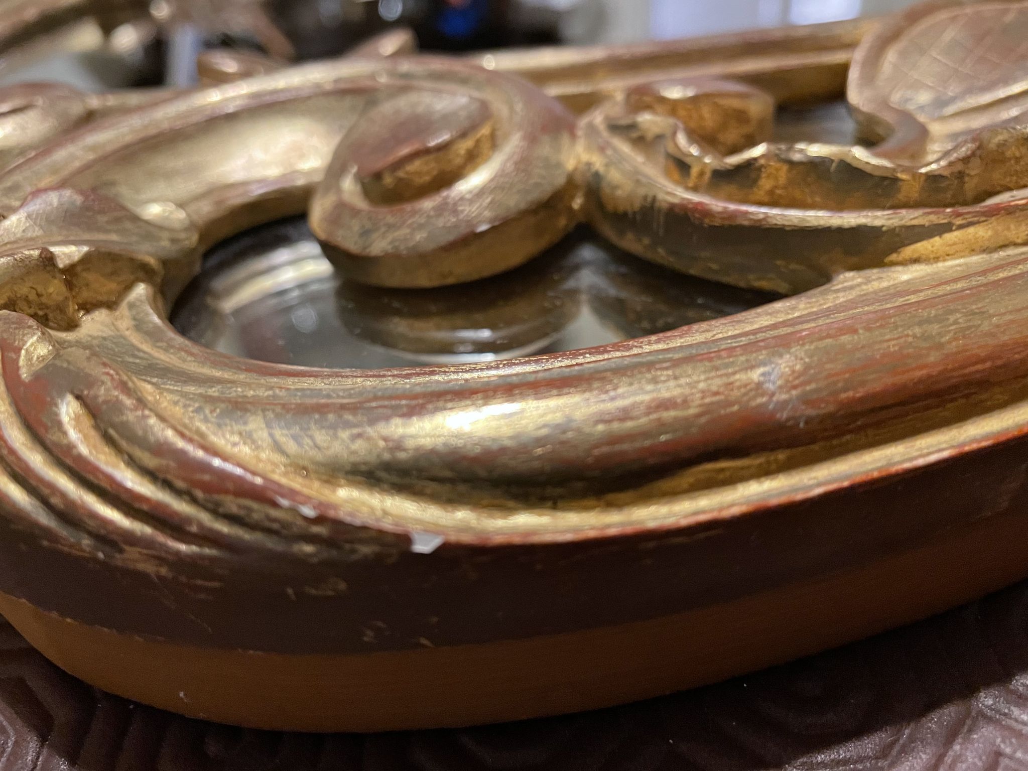 20th century gilded wooden mirror with bezels h120 x l71