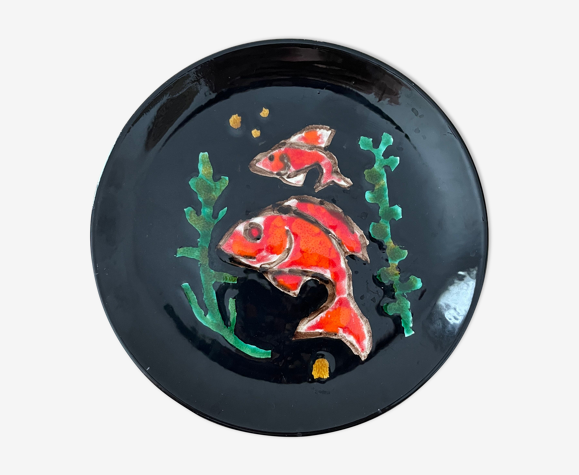 Assiette décorative motif poisson de yves-alain pleuven dit youen
