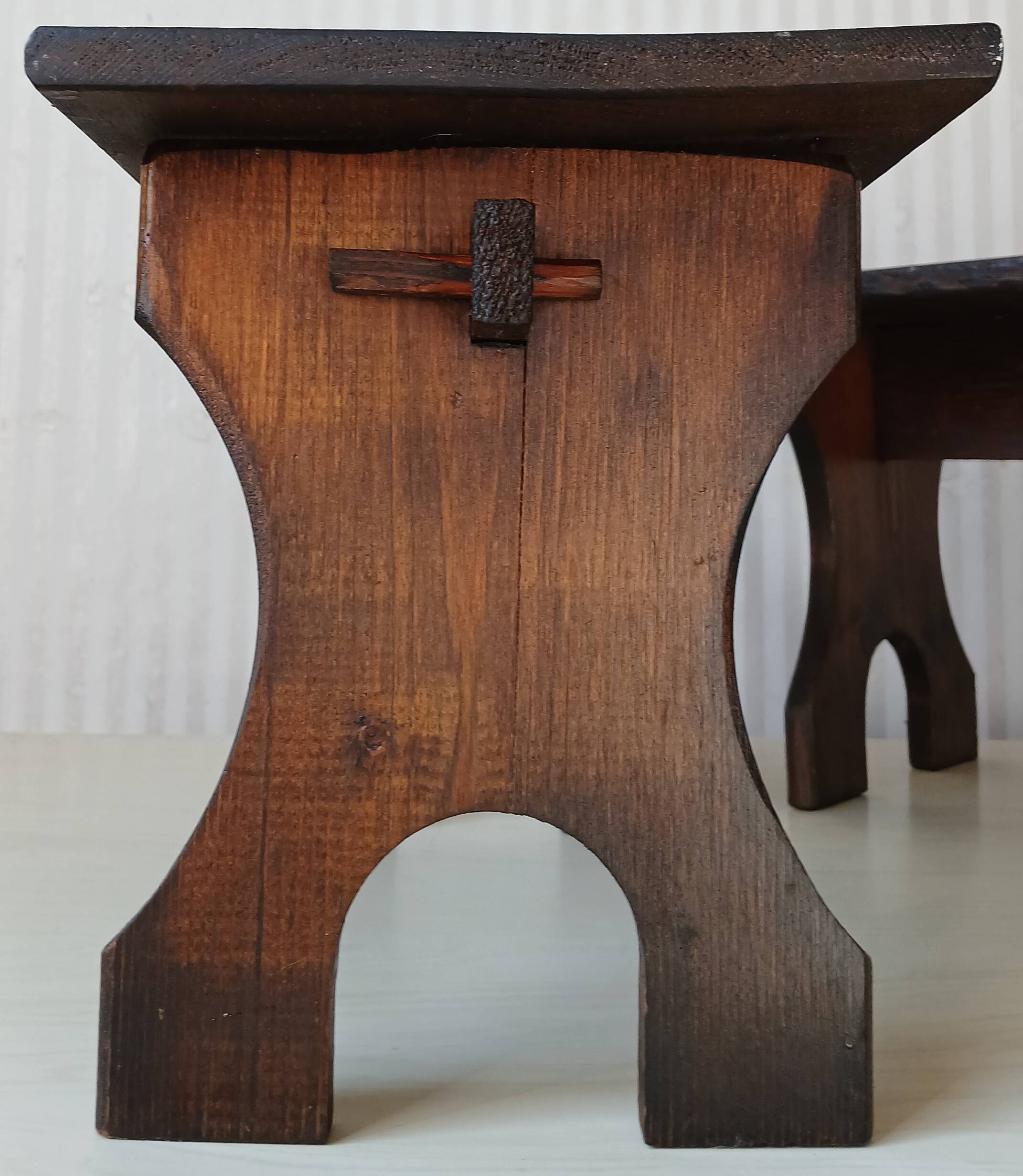 2 XS farm stools / benches in old solid wood