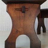 2 Tabourets / bancs de ferme XS en bois massif ancien
