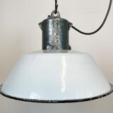 Industrial White Enamel Industrial Lamp with Cast Aluminium Top from EOW, 1950s