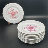 Porcelain dessert plates with pink flower patterns