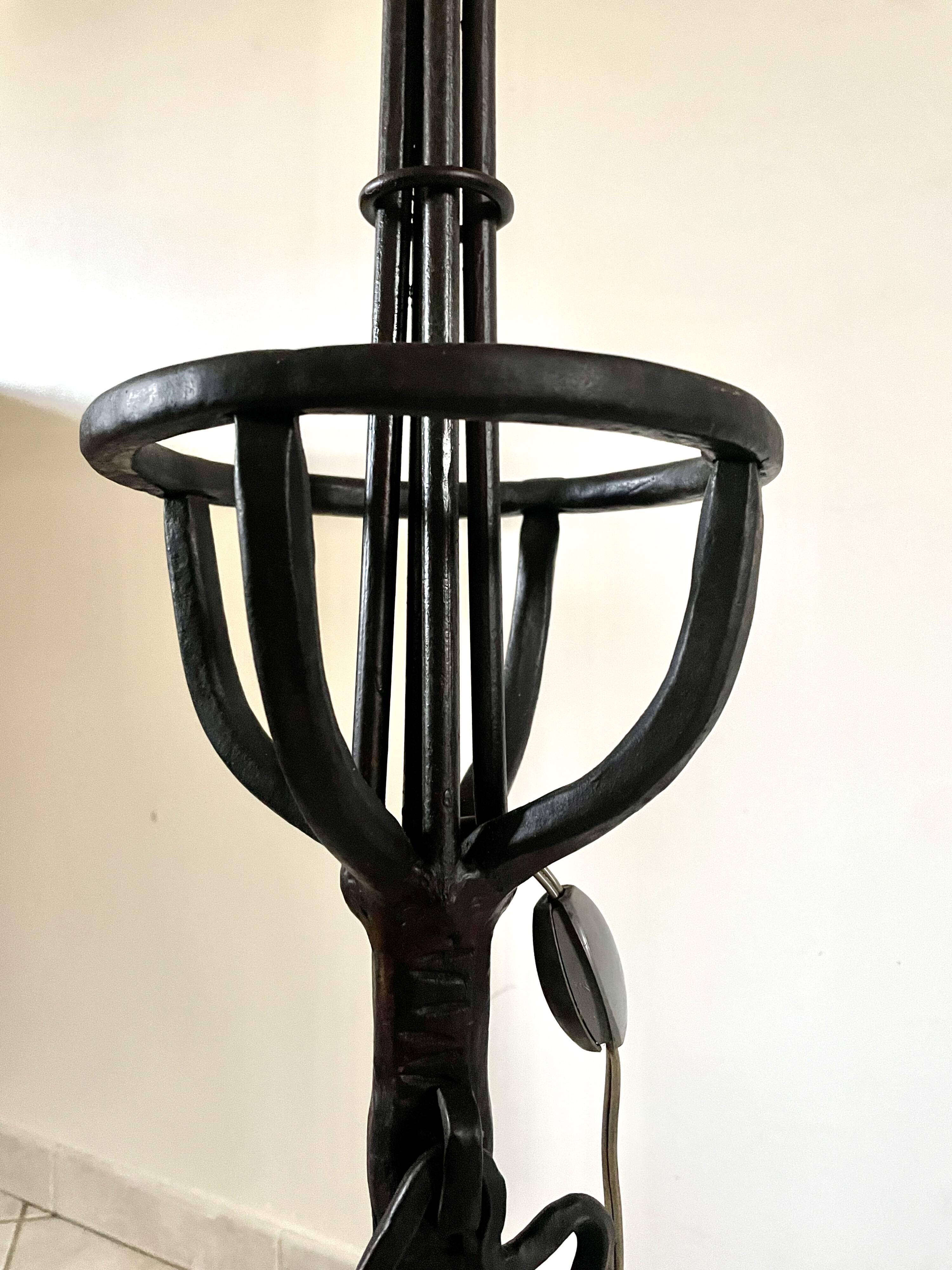 19th century wrought iron floor lamp