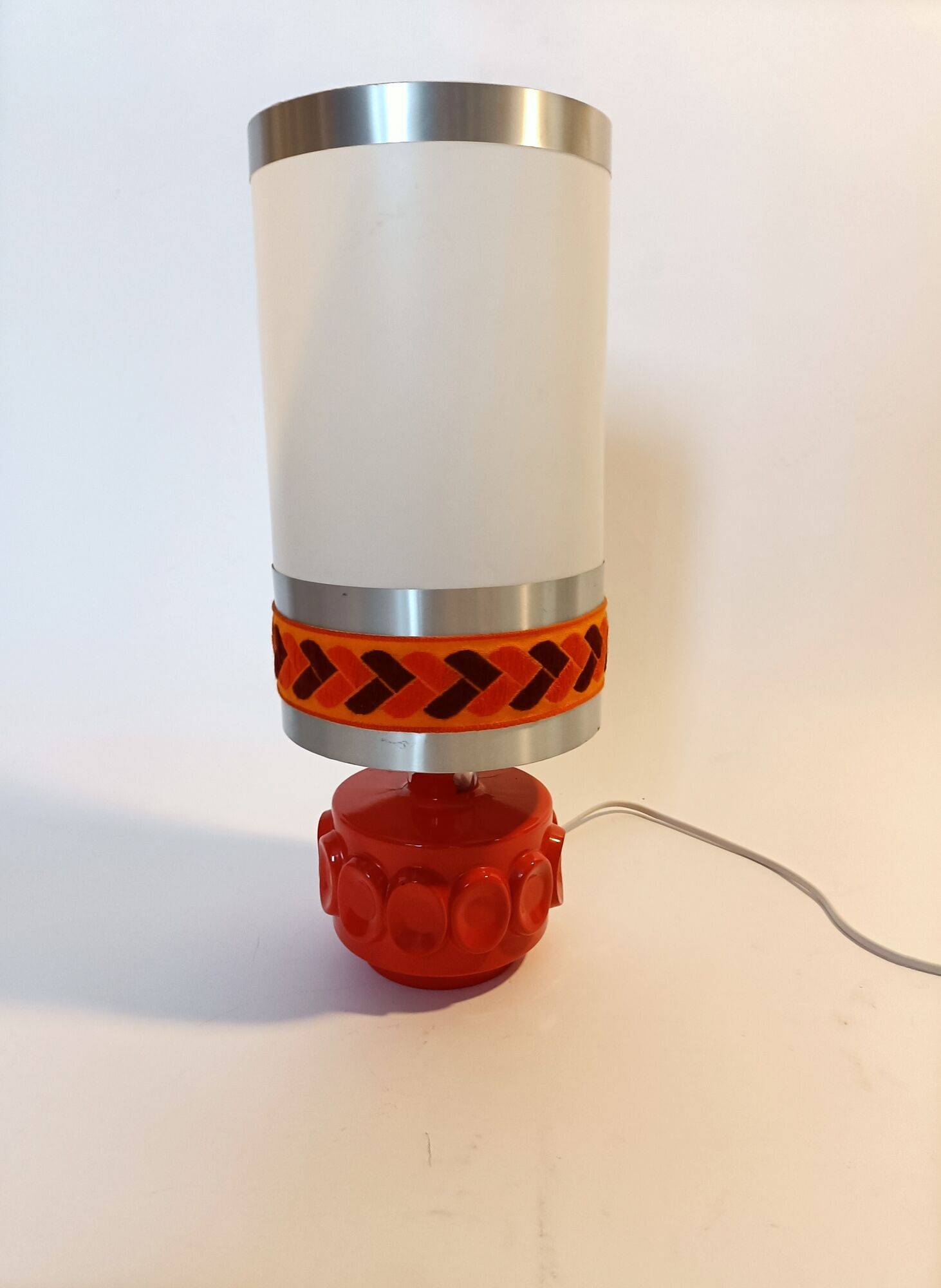 Vintage orange glass lamp signed Robert de Schuytener, 1970.