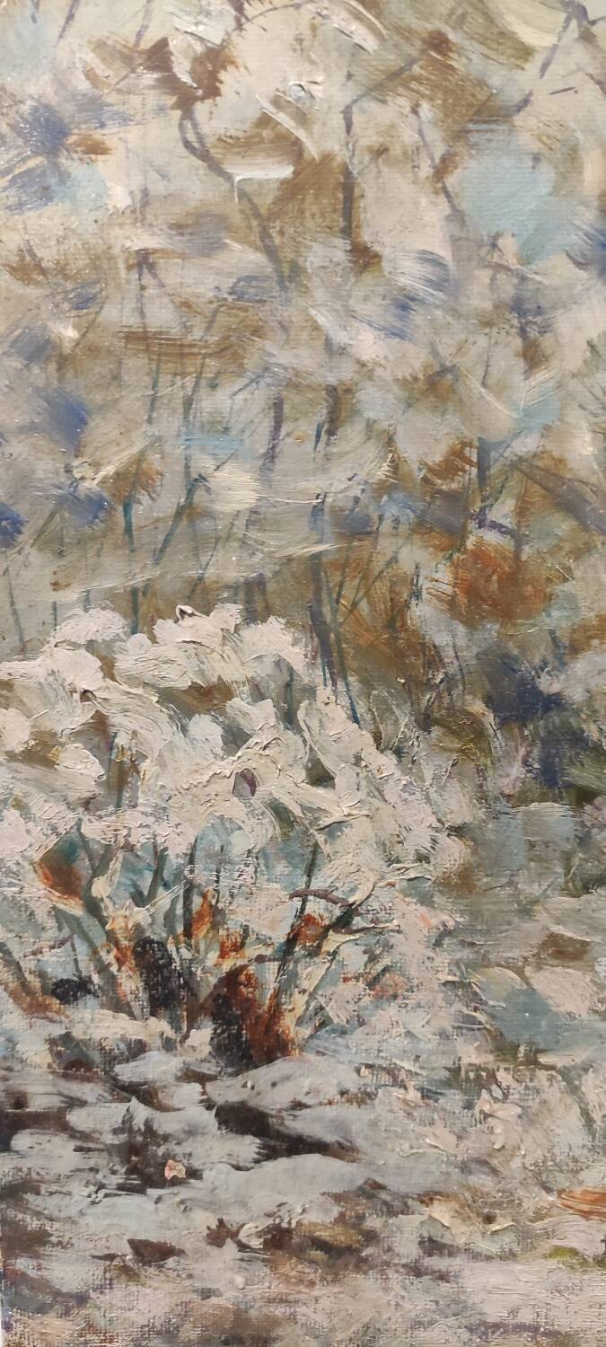 HST painting under snowy woods by Roland Arribas