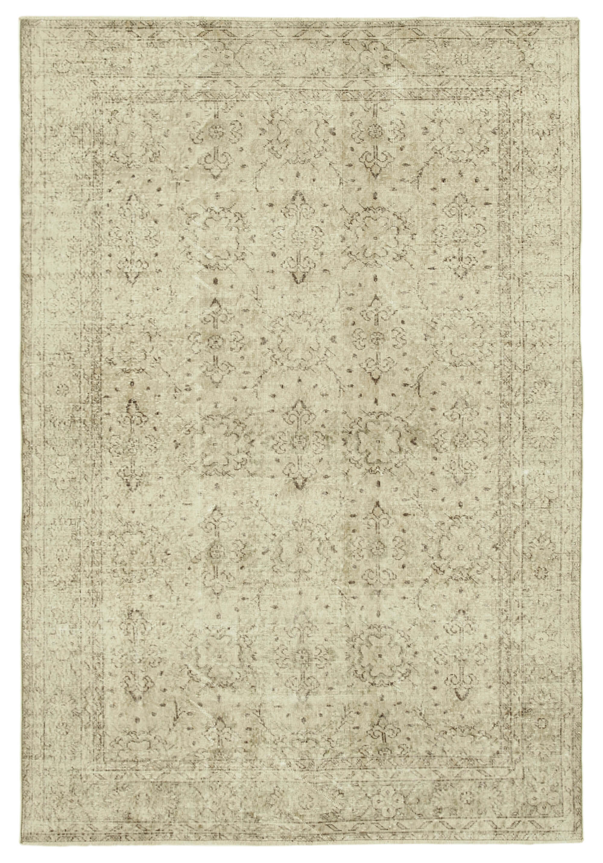 Hand-knotted one-of-a-kind turkish beige carpet 198 cm x 294 cm