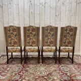 Suite de 4 Louis XIII os de mouton tissu fleurs