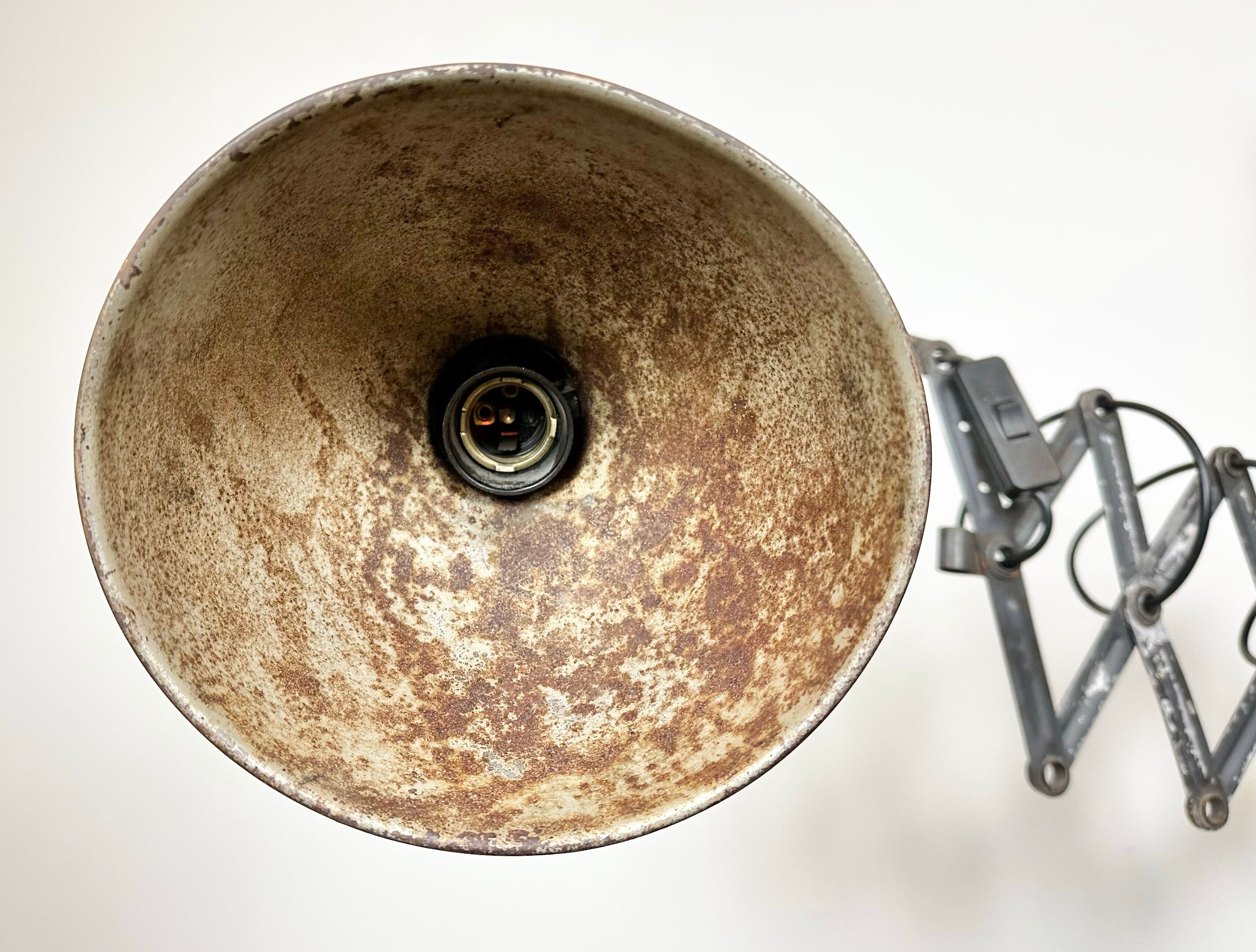 Grey Industrial Scissor Wall Lamp from Elektroinstala, 1960s